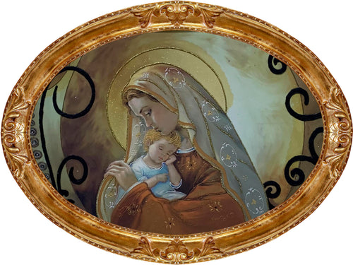 Capezzale classico ovale su tavola 16mm. Madonna con Bambino - brunelleschi