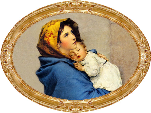 Capezzale classico ovale su tavola 16mm. Madonna con Bambino - brunelleschi